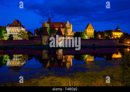 Die Marienburg, Fluss Fluß Nogat, Ostsee-autobahn, Polen Stockfoto