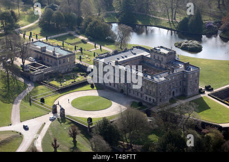 Luftaufnahme (aus über 1500') von Lyme Hall, Weltkulturerbe, in Cheshire Stockfoto