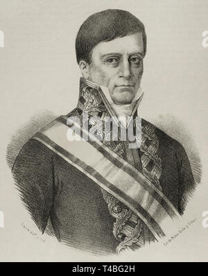 Juan Jose Ruiz de Apodaca y Eliza (1754-1835). 1. Anzahl der Venadito. Spanischer Marineoffizier und Vizekönig von Neuen Spanien. Zeichnung von Llanta. Porträt. Die Lithographie. Cronica de España, Historia y Ilustrada Descriptiva de Sus Provincias. Andalusien, 1867. Stockfoto