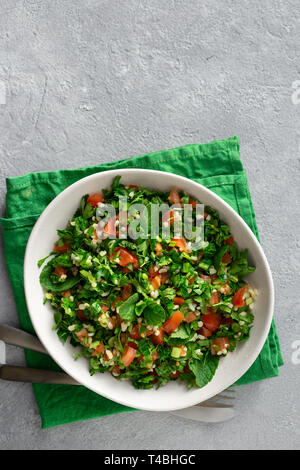 Zutaten kochen Salat tabouli Draufsicht gesundes Essen Stockfoto