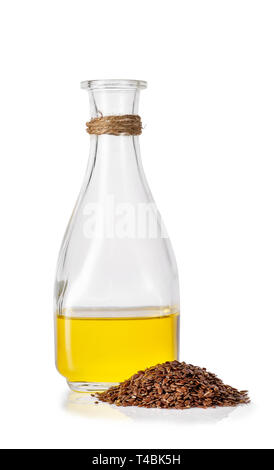 Leinöl in der Flasche Stockfoto