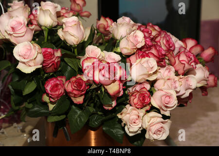 Ein großer Blumenstrauß aus wunderschönen roten Rosen Stockfoto