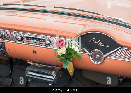 Interieur in einem alten Classic Chevrolet Bel Air Stockfoto