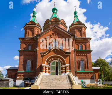 Zadonsk, Russland - 28. August 2018: die Kathedrale von der Dreifaltigkeit, Stadt Zadonsk Stockfoto