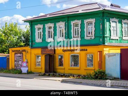 Zadonsk, Russland - 28. August 2018: Das Gebäude des Museums-Shop "Russische Fantasie", Zadonsk Stockfoto