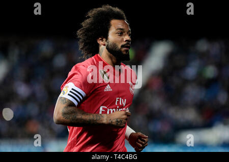 Von Real Madrid Marcelo Vieira während La Liga Match zwischen CD Leganes und Real Madrid an Butarque Stadion in Leganes, Spanien. Final Score: CD Leganes 1 - Real Madrid 1. Stockfoto