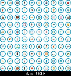 100 Tiam Gebäude Icons set, cartoon-Stil Stock Vektor