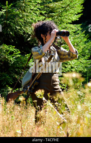 Huntswoman, Schrotflinte, Deutschland Stockfoto