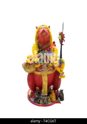 Ratte rot Gott Statue im Tempel, auf Hintergrund isoliert Stockfoto