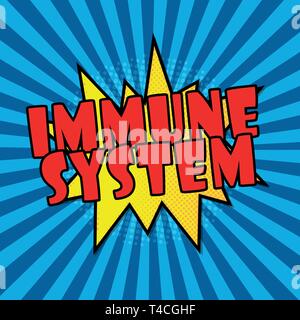 Immunsystem comic Sprechblasentext Pop Art Stil radiale Linien Hintergrund Explosion Vektor-illustration Halftone Wirkung Stock Vektor