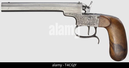 Handfeuerwaffen, Pistolen, Salon caplock Pistole Kaliber 5 mm, Lüttich, Belgien, um 1860, Additional-Rights - Clearance-Info - Not-Available Stockfoto