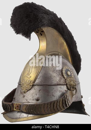Schutzkleidung, Helme, Bayerische Helm Modell 1842 für Soldaten der Kürassiere, Emblem von König Ludwig I, Additional-Rights - Clearance-Info - Not-Available Stockfoto
