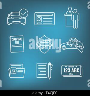 Treiber Test & Lizenz Icon Set und Web Header Banner Stock Vektor
