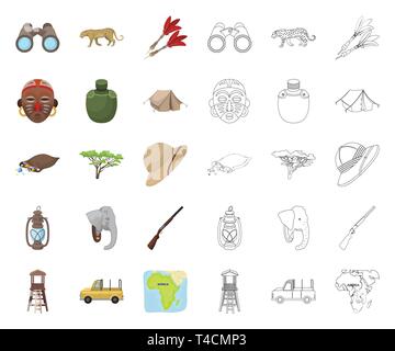 Afrika, Tier, Tasche, Fernglas, Auto, Cartoon, Outline, Sammlung, Dart, Verteidigung, Diamanten, Elefant, Unterhaltung, Ausrüstung, Flasche, Hut, Hobby, Jagd, Jäger, Icon, Illustration, isoliert, Kerosin, Lampe, Leopard, Karte, Maske, Natur, Gewehr, Safari, Savanne, Savannah, Vogelscheuche, Set, Schild, Speer, Symbol, Zelt, Gebiet, Reisen, Baum, Stamm, Trophäe, Tropen, Vector, Wachturm, Wasser, wilde Vektor Vektoren, Stock Vektor