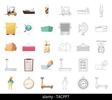 Vektor Design von Fracht- und Symbol. Einstellen von Waren und Lager Vector Illustration. Stock Vektor