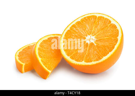 Orange Fruit Slice isoliert auf weißem Hintergrund Stockfoto