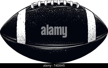 Vektor Zeichnung der Rugby Ball in schwarzer Farbe auf weißem Hintergrund. Grafische Darstellung, von Hand zeichnen. Zeichnung für Poster, Dekoration und Stock Vektor