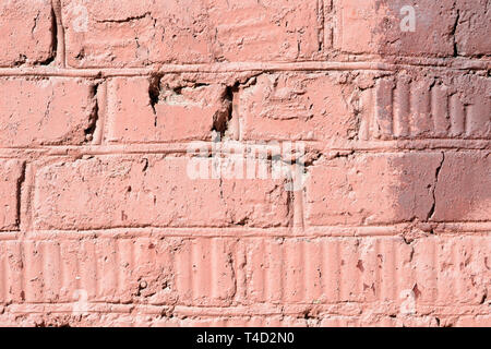 Bemalte Mauer Textur hautnah. Ziegelwand Hintergrund Stockfoto