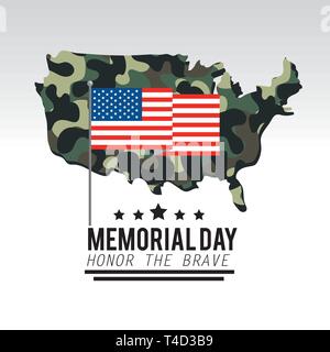 Usa-Flagge mit militärischen camouflage Karte Vector Illustration Stock Vektor