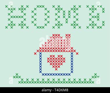 Stickerei Abbildung: Heim und Haus Stock Vektor