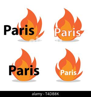 Frankreich - 15 April 2019 Feuer in der Kathedrale von Notre Dame-Vector Illustration Stock Vektor