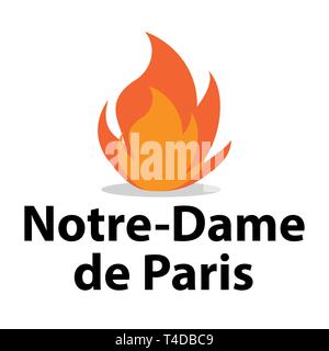 Frankreich - 15 April 2019 Feuer in der Kathedrale von Notre Dame-Vector Illustration Stock Vektor