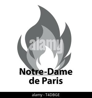 Frankreich - 15 April 2019 Feuer in der Kathedrale von Notre Dame-Vector Illustration Stock Vektor