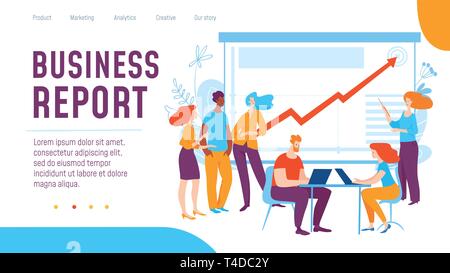 Vektor Konzept Business Report Creative Business Abbildung mit der arbeitenden Bevölkerung. Stock Vektor
