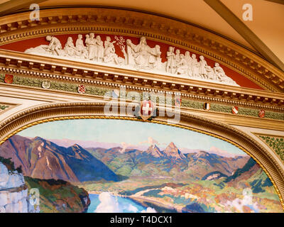 Bern, Schweiz - Dezember 22, 2016: Halle des Nationalen Rates der Schweizerischen Eidgenossenschaft Stockfoto