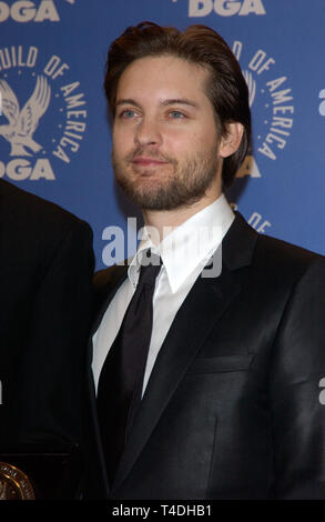 LOS ANGELES, Ca. Februar 07, 2004: Schauspieler Tobey Maguire auf der 56. jährlichen Directors Guild Awards in Century City, Los Angeles, CA. Stockfoto