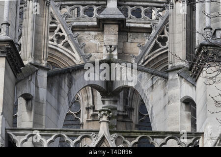 Im 4. Bezirk, im östlichen Teil der Ile de la Cité, Notre-Dame ist die Kathedrale der Erzdiözese Paris. Stockfoto