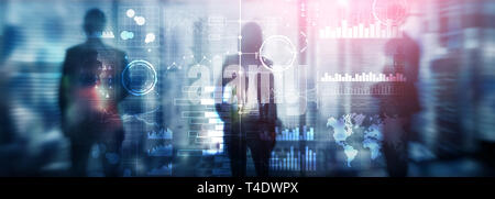 Business Intelligence. Diagramm, Grafik, Stock Trading, Investment Dashboard, transparente verschwommenen Hintergrund. Stockfoto