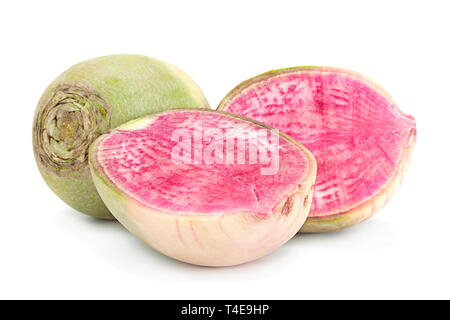 Wassermelone Rettich closeup auf weißem Hintergrund Stockfoto