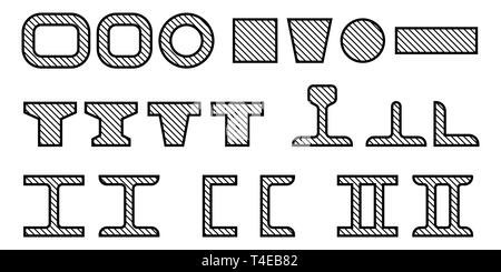 Querschnitt des Gebäudes strahlen. Vector Illustration. Design und Architektur. Stock Vektor