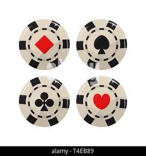 Casino Chip Set. Die Klage der Karten. Vector Illustration Stock Vektor
