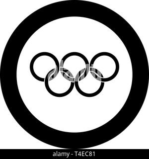 Olympische Ringe fünf olympischen Ringen Symbol im Kreis runden schwarzen Farbe Vektor-illustration Flat Style simple Image Stock Vektor