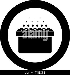 Hot Whirlpool Badewanne mit Schaum blasen Bad Badezimmer Badewanne spa Symbol im Kreis runden schwarzen Farbe Vektor-illustration Flat Style simple Image Stock Vektor