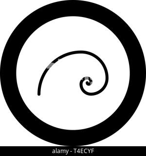 Spirale goldener Schnitt Golden Ratio Verhältnis Fibonacci Spirale Symbol im Kreis runden schwarzen Farbe Vektor-illustration Flat Style simple Image Stock Vektor