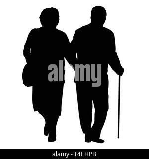 Senior paar Silhouette auf weißem Hintergrund, Vector Illustration Stock Vektor