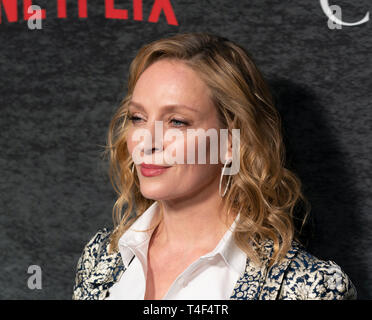 New York, NY - 15. April 2019: Schauspielerin Uma Thurman nimmt von Netflix Saison Kammern 1 New York Premiere auf Metrograph Stockfoto