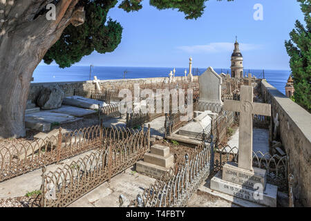 Frankreich, Alpes Maritimes, Menton, Gräber in der Russischen Friedhof // Frankreich, Alpes-Maritimes (06), Menton, Saint-Florent-le-Vieil Russe, tombes Stockfoto