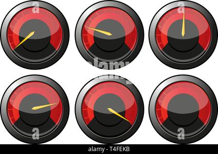 Rot Geschwindigkeitsmesser für Auto, Macht oder termometers, Vector Illustration Stock Vektor