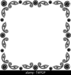 Indischer Zierrahmen. Ornament. Handbemalte Elemente. Indischer Rahmen für Poster, Banner, Karten. Stock Vektor