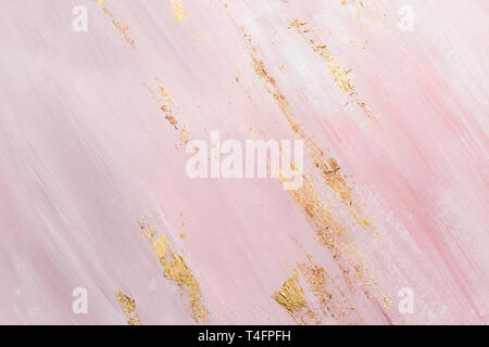 Zart rosa Marmor Hintergrund mit gold Pinselstrichen. Für ihr Design. Stockfoto