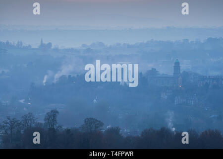 Sonnenuntergang nach dem Nachglühen von der Queen's Parlor, The Hermitage, Bridgnorth, Shropshire, England, Großbritannien. Stockfoto