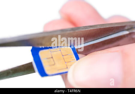 Micro-SIM-Karte mit einem nano SIM zugeschnitten Stockfoto