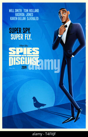 Spies in Disguise (2019) unter der Regie von Nick Bruno und Troy Quane mit Karen Gillan, Tom Holland und Ben Mendelsohn. Animiertes Abenteuer über den größten Spion der Welt, der sich in eine Taube verwandelt. US Advance Poster ***NUR FÜR REDAKTIONELLE ZWECKE***. Quelle: BFA / Twentieth Century Fox Stockfoto