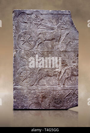 Stein Relief modellierte Panel von aa Assyrische Streitwagen. Aus dem Palast von Assurbanipal Zimmer VI/T1, Nimrud, dritten Quartal des 8. Jh. v. Chr..inv 199 Stockfoto