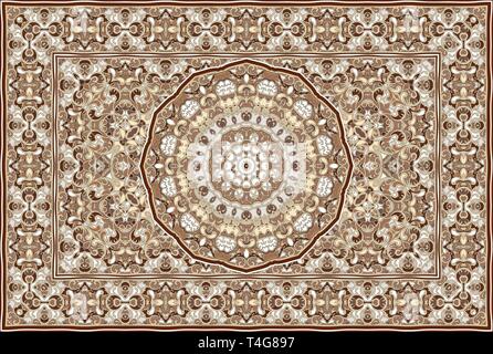 Osten Arabisch Teppich Matte Ornament Vektor Muster Drucken Taupe
