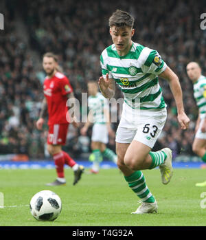 Glasgow, Schottland - April 14. Kieran Tierney Keltischen während der William Hill Scottish Cup Halbfinale zwischen Celtic und Aberdeen Stockfoto